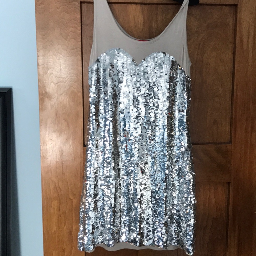 Sequin cotton mini dress